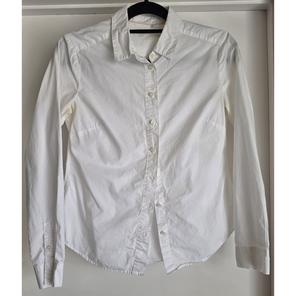 Boden Button-Up Shirt Women Size 4 White Solid Collared Long Sleeve Classic